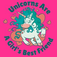 Unicorns Are A Girl's Best Friend - Junior Short-sleeve T-shirt Design