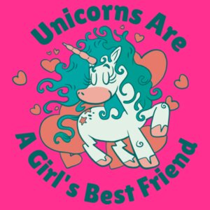 Unicorns Are A Girl's Best Friend - Junior Short-sleeve T-shirt Design