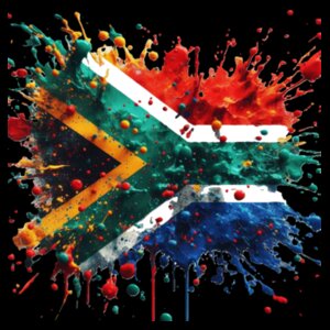 South African Flag - Paint Splatter 1 - Unisex Dri-Fit T-shirt  Design