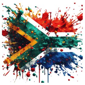 South African Flag - Paint Splatter 1 - Unisex V-Neck T-shirt 160g High Quality DTG Design