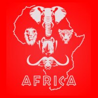 Africa Big 5 - Unisex V-Neck T-shirt 160g ​​​​​​​High Quality DTG Design
