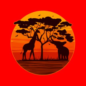 Elephant and Giraffe Sunset - Unisex Vest   Design