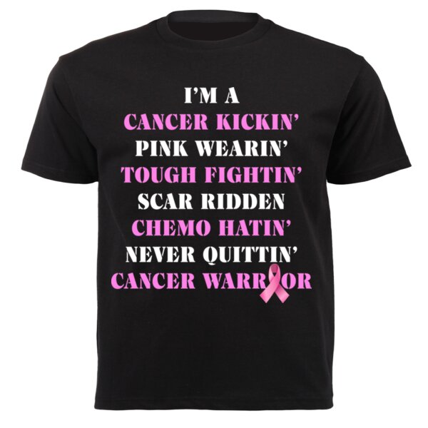 Cancer Kickin' - Unisex Short-sleeve T-shirt 140g High quality DTG Thumbnail