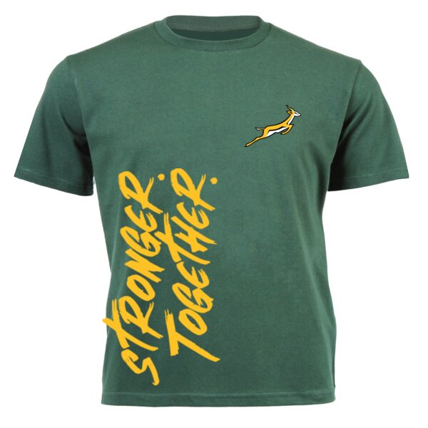 "Stronger. Together." Springbok Supporter T-shirt - Unisex Short-sleeve T-shirt 140g - High quality DTG Thumbnail