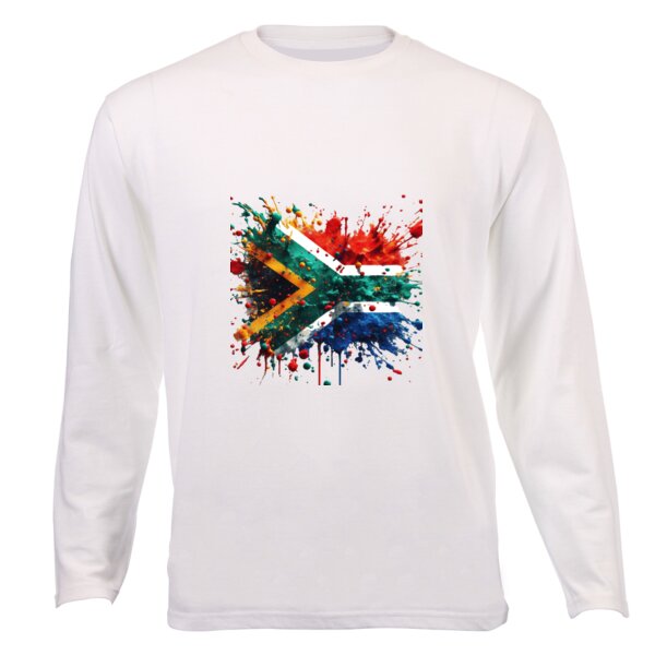 South African Flag - Paint Splatter 1 - Unisex Long-sleeve T-shirt Thumbnail