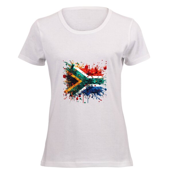 South African Flag - Paint Splatter 1 - Ladies Short-sleeve T-shirt  Thumbnail