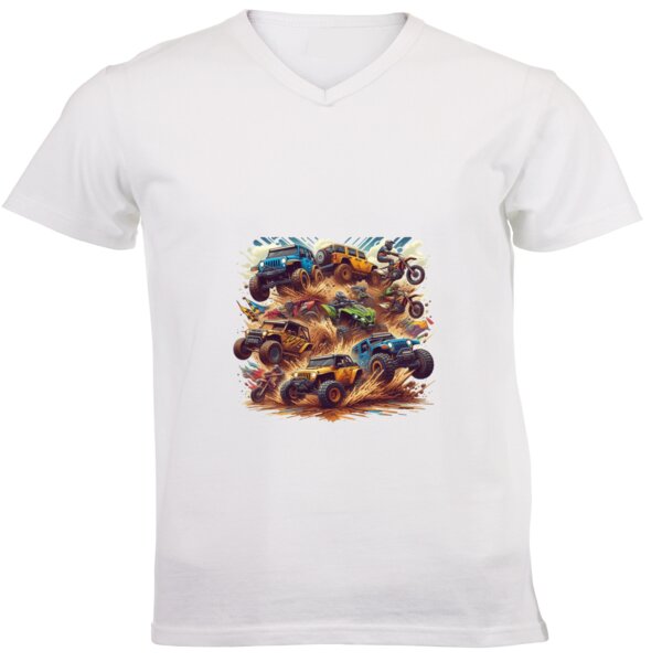 Off road fun - Unisex V-Neck T-shirt 160g High Quality DTG Thumbnail