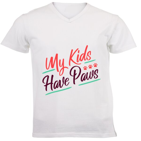 My Kids Have Paws - Unisex V-Neck T-shirt 160g High Quality DTG Thumbnail