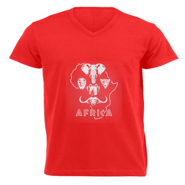 Africa Big 5 - Unisex V-Neck T-shirt 160g ​​​​​​​High Quality DTG Thumbnail