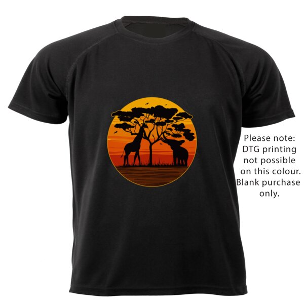 Elephant and Giraffe Sunset - Unisex Dri-Fit T-shirt  Thumbnail