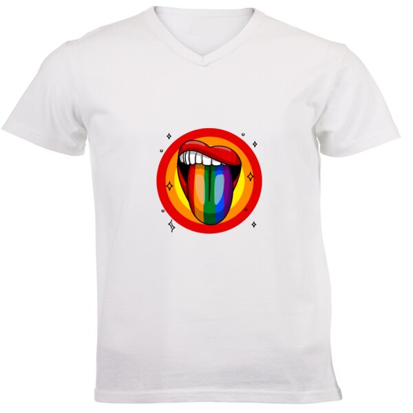 Pride Tongue - Unisex V-Neck T-shirt 160g ​​​​​​​High Quality DTG Thumbnail