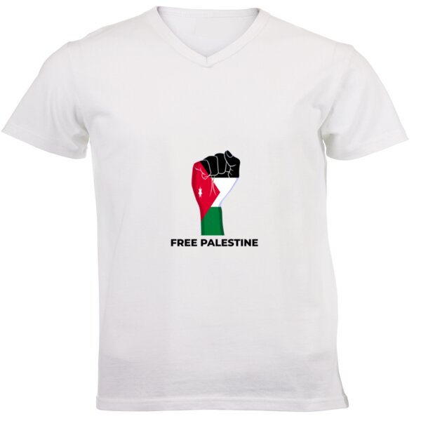 Free Palestine - Unisex V-Neck T-shirt 160g ​​​​​​​High Quality DTG Thumbnail