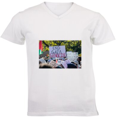 End The Gaza Genocide - Unisex V-Neck T-shirt 160g High Quality DTG Thumbnail