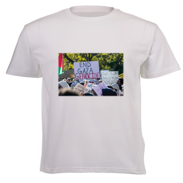 End The Gaza Genocide - Unisex Luxe Short-sleeve T-shirt - 220g - High Quality DTG Thumbnail