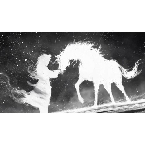 Girl With Horse - White on Colour Thumbnail